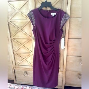Calvin Klein plum colored dress with rhinestones